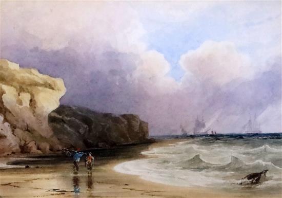 Thomas Sewell Robins (1810-1880) Sandown Bay 5 x 7in.